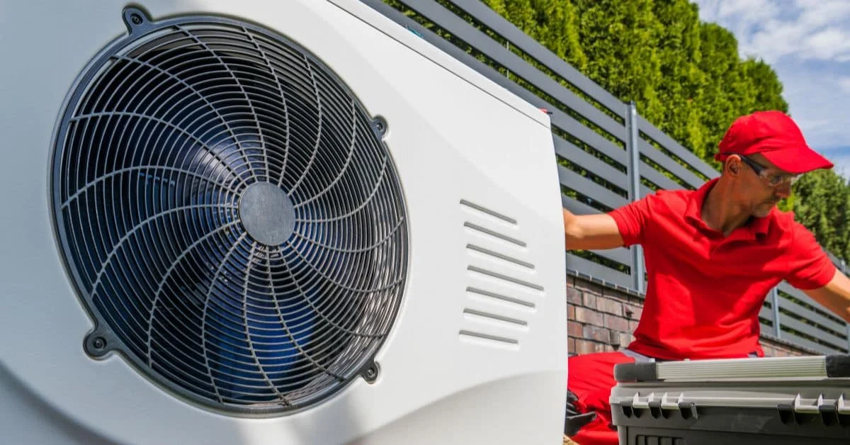 Certified air conditioning contractor servicing a residential AC unit in Los Angeles